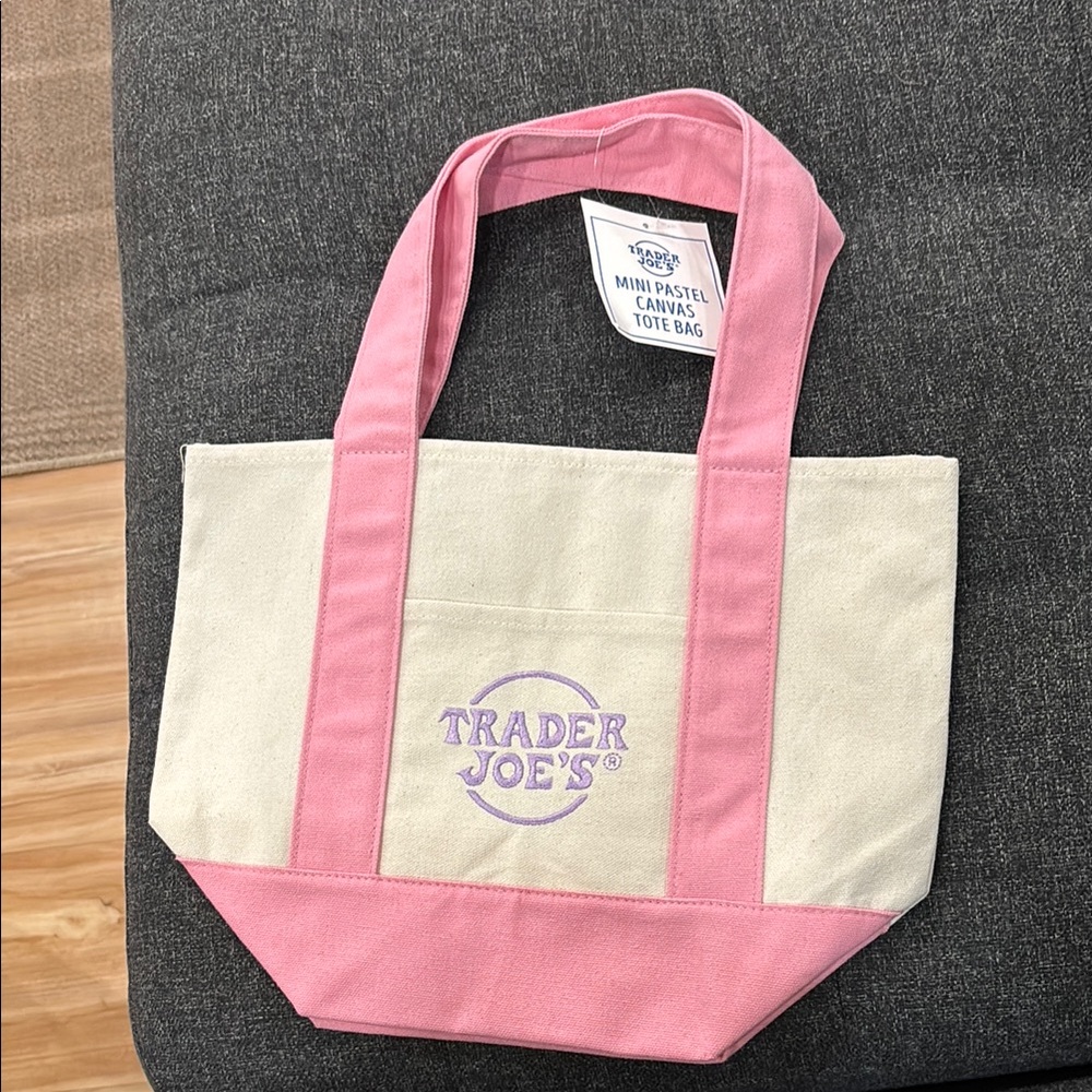 Cream and Pink Canvas Trader Joe’s Tote Bag